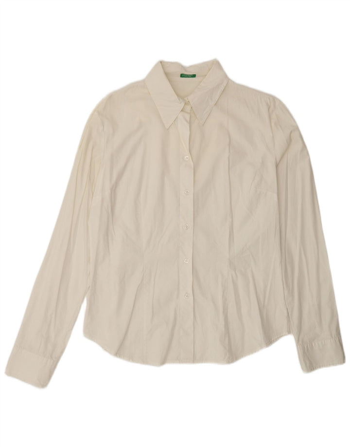Benetton Chemise Femme UK 16 Large Blanc