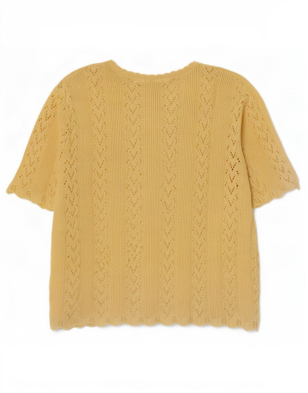 vintage Femmes Oversize Knit Blouse Top UK 14 Jaune Moyen