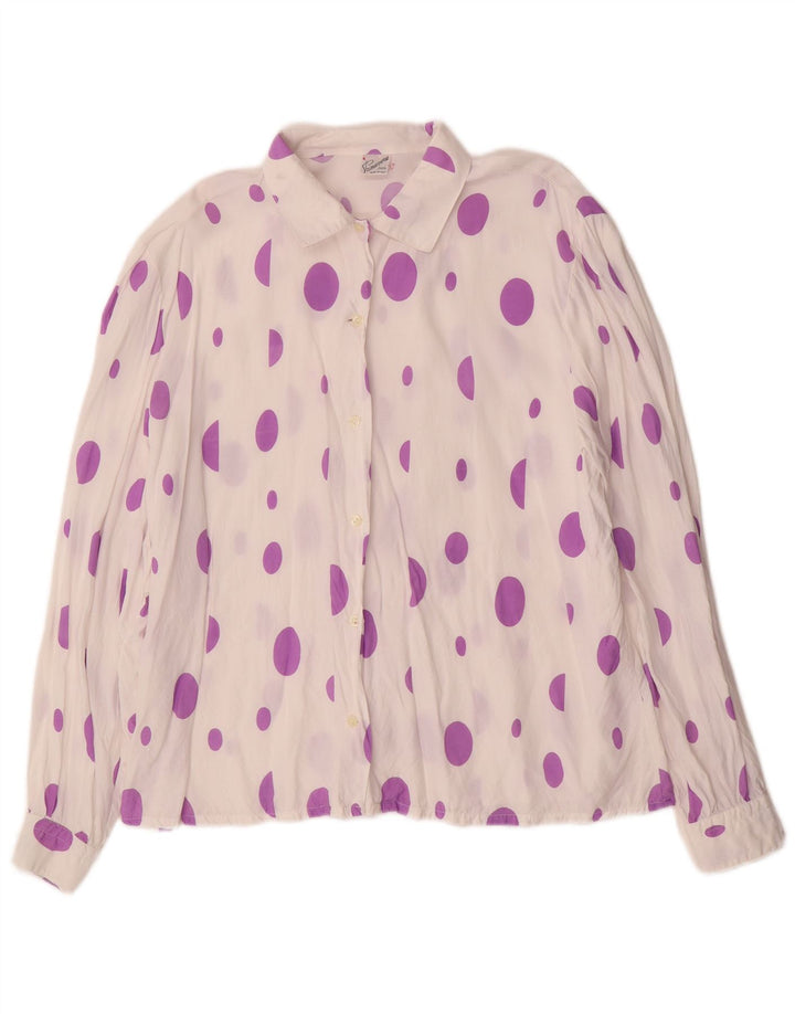 Primavera Firenze Chemisier pour femme UK 14 Medium Blanc à pois
