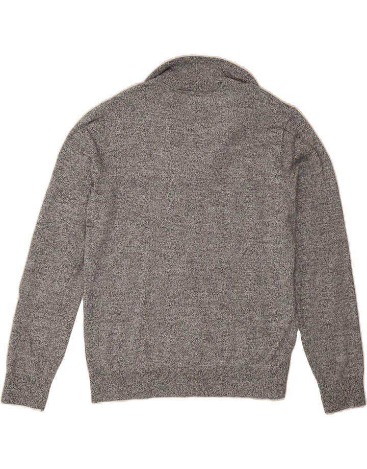 PENGUIN Womens Zip Neck Jumper Sweater UK 14 Medium Grey Cotton Vintage Penguin and Second-Hand Penguin from Messina Hembry 
