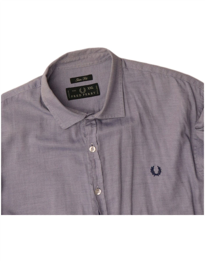 FRED PERRY Chemise Slim Fit Homme 2XL Bleu Coton