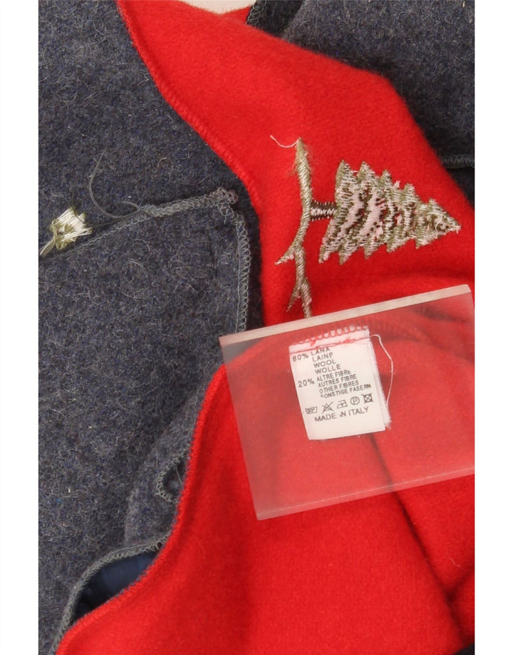 gilet femme vintage UK 14 laine colorblock rouge moyen