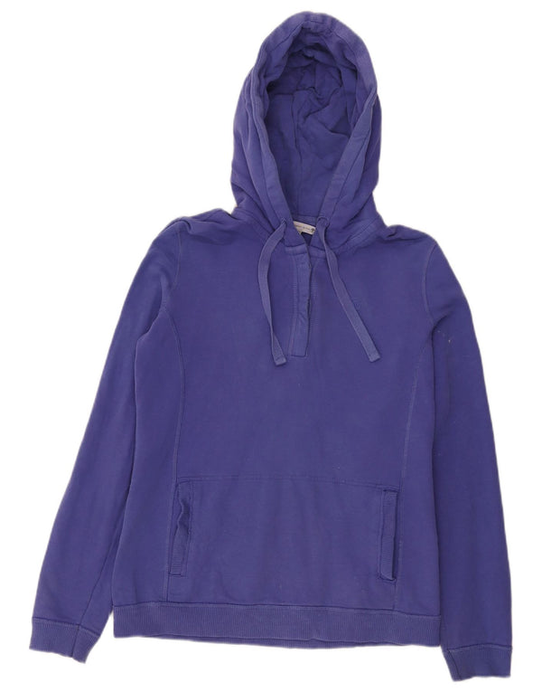 Fat Face Womens Button Neck Hoodie Jumper UK 10 Small Purple Cotton