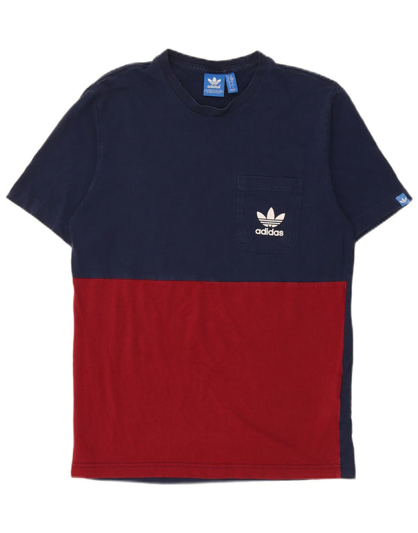 Adidas T-shirt graphique pour hommes en coton color block bleu marine petit