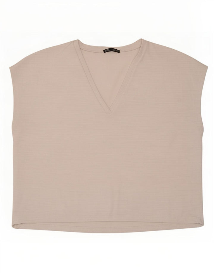 Zara Femme Débardeur Oversize UK 10 Petit Polyester Blanc