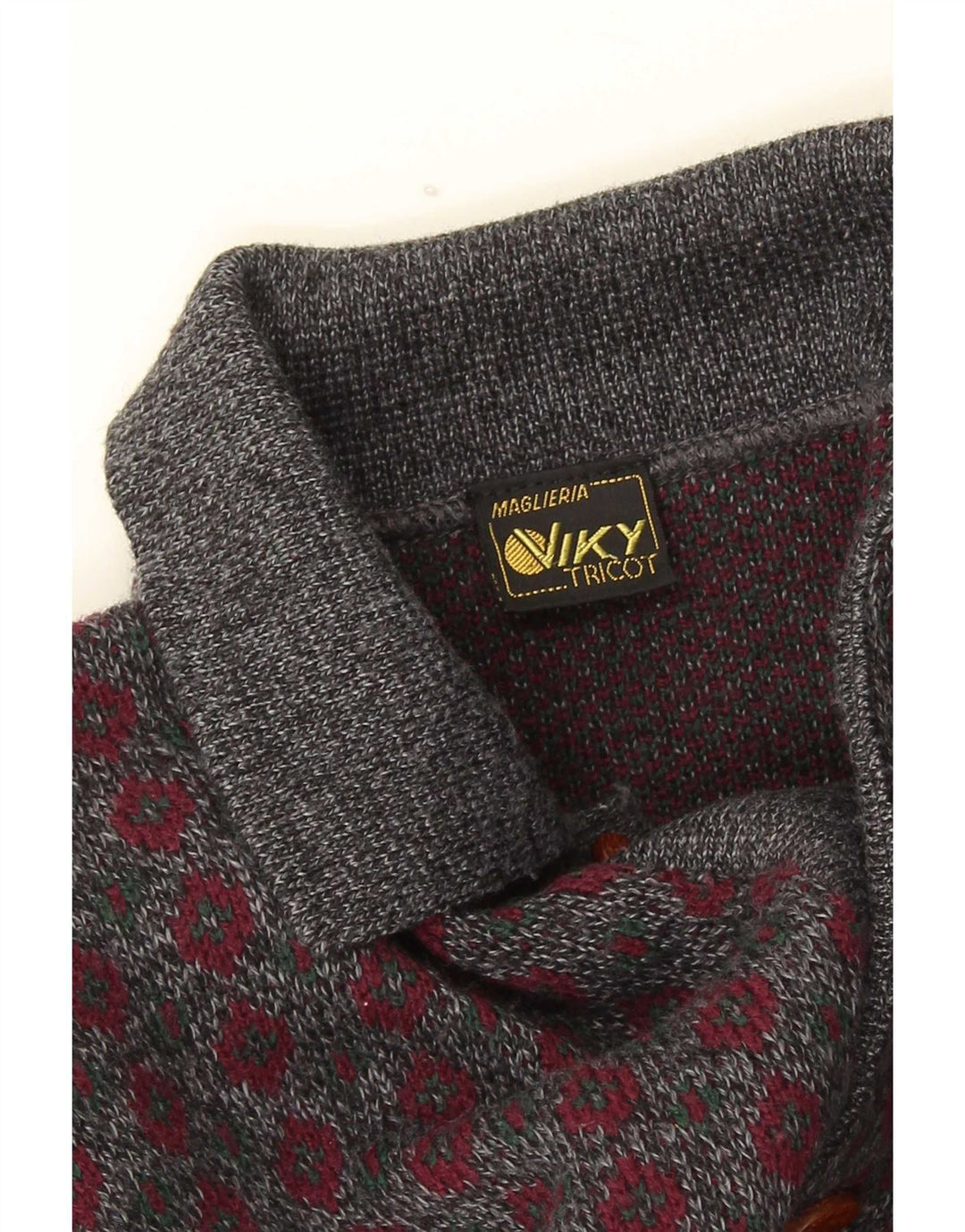 Viky Tricot Pull col polo pour homme IT 50 Gris moyen géométrique