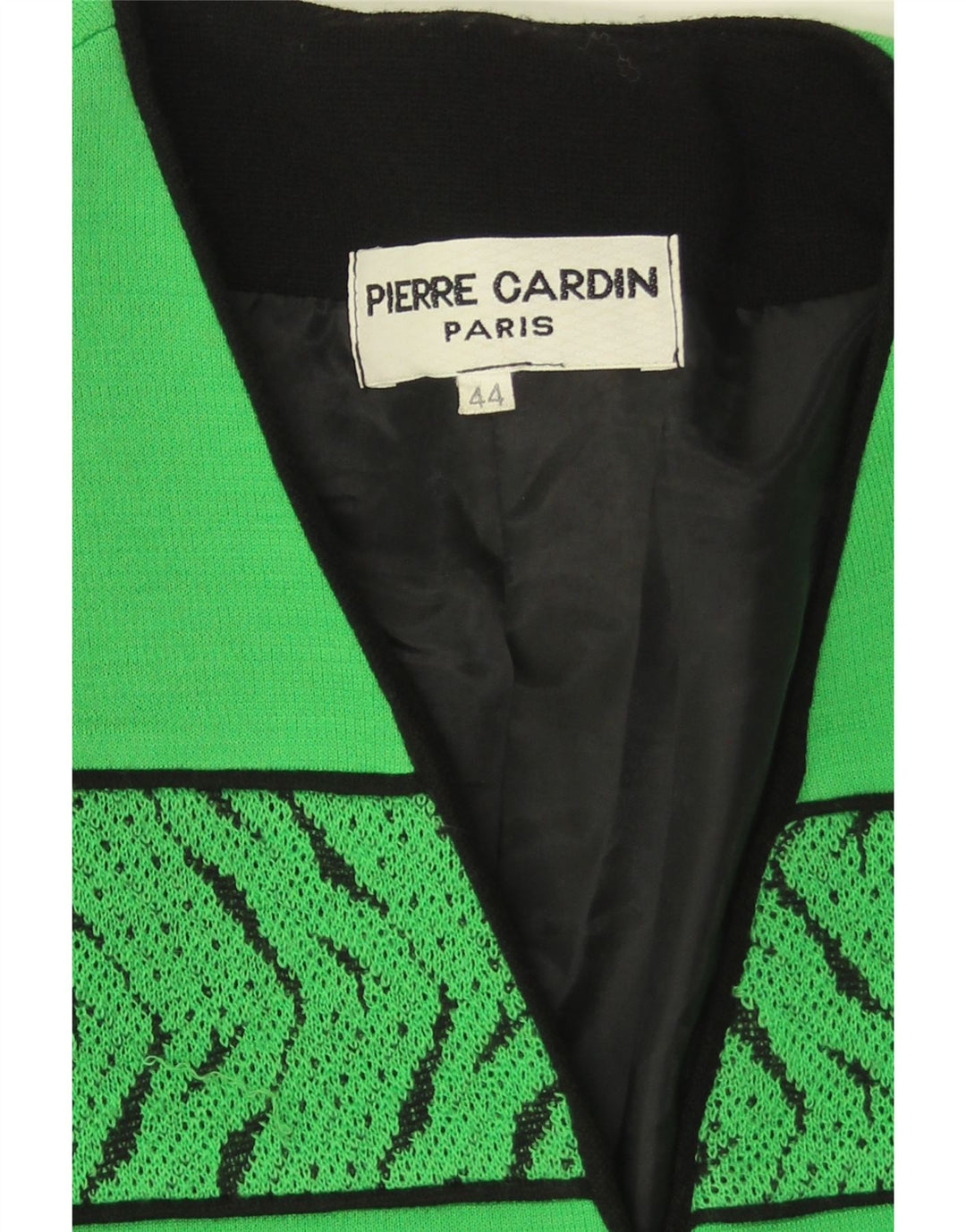 Pierre Cardin Veste Blazer 3 Boutons Femme EU 44 XL Laine Géométrique Verte
