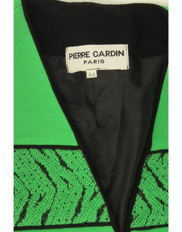 Pierre Cardin Veste Blazer 3 Boutons Femme EU 44 XL Laine Géométrique Verte