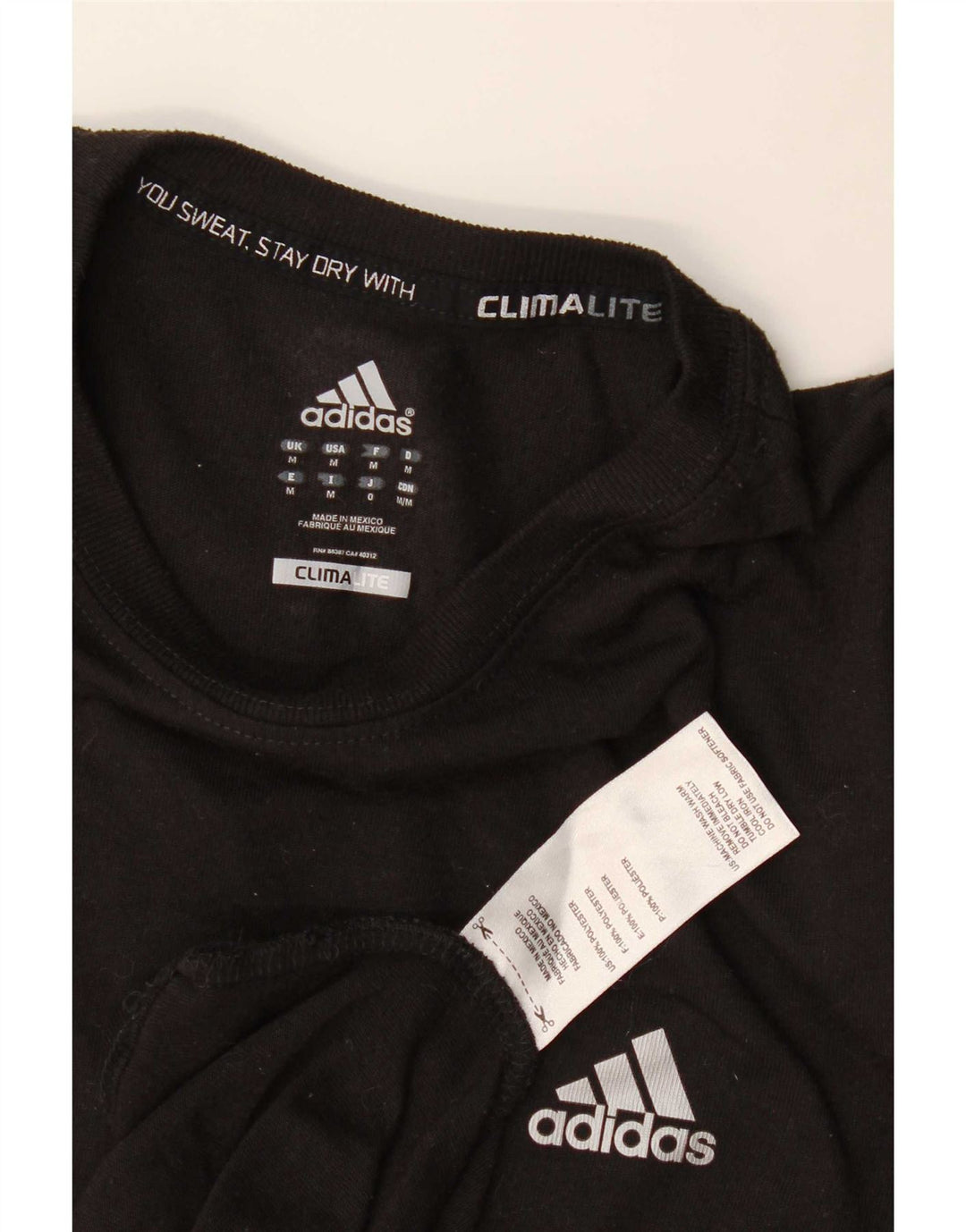 Adidas Hommes Climalite T-Shirt Top Noir Moyen Polyester