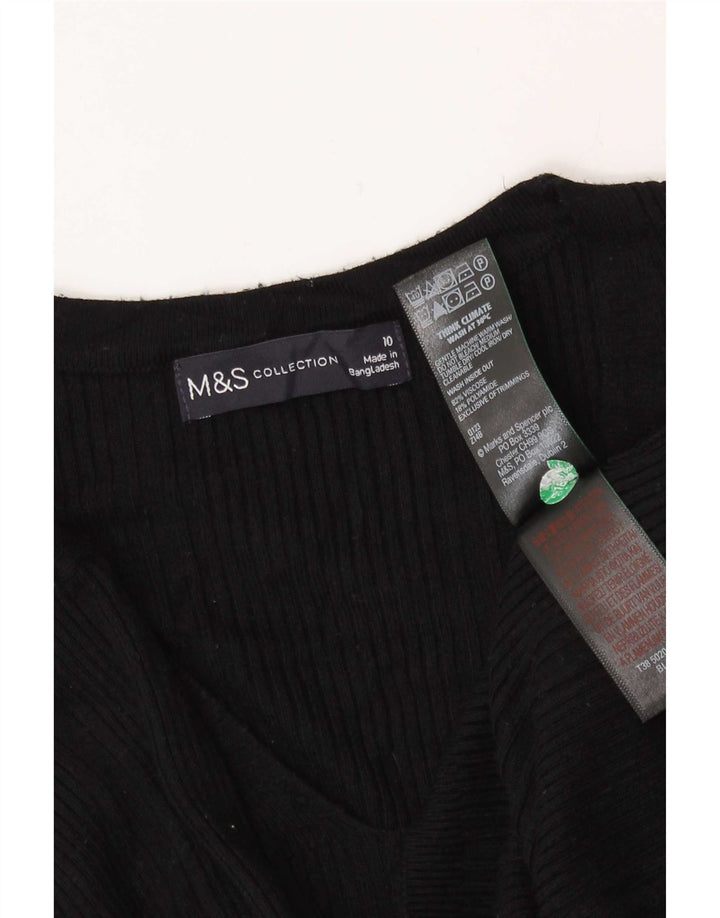 Marks & Spencer Haut à manches longues pour femme UK 10 Small Viscose rayée noire