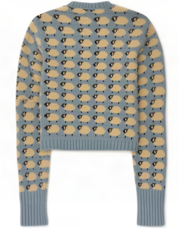 Zara Pull court à col rond pour femme UK 12 Bleu moyen Imprimé animal