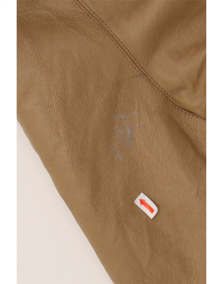 VINTAGE Manteau en cuir à capuche surdimensionné pour femme IT 46 Grand cuir marron