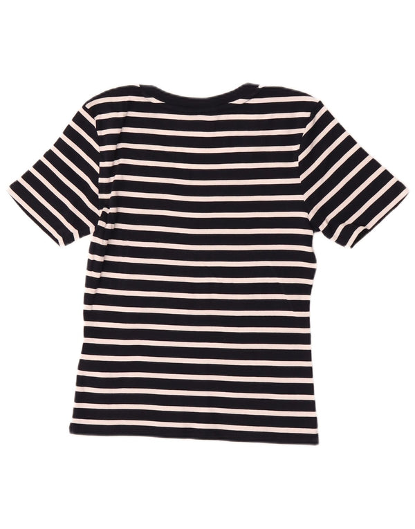 Tommy Hilfiger T-shirt court pour femme UK 10 Petit coton rayé noir