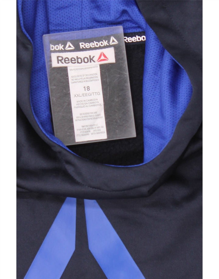 REEBOK Pull à capuche graphique pour garçon 15-16 ans 2XL Bleu marine Polyester