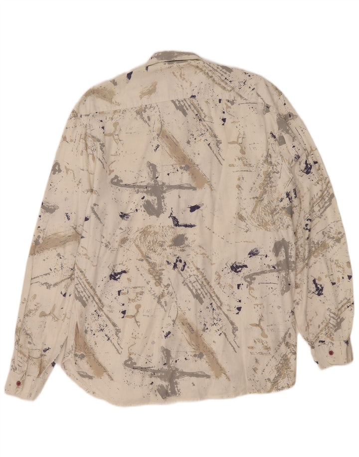 Silenzio Chemise à Motifs Abstraits Homme Blanc Large