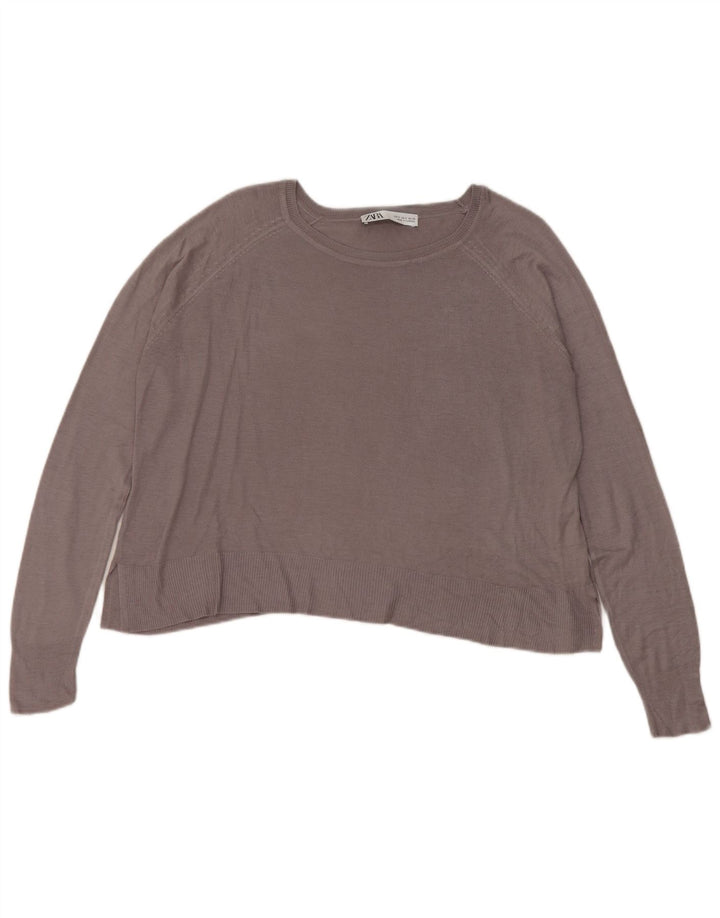 Zara Femme Chemisier Oversize Top UK 10 Petit Gris Viscose