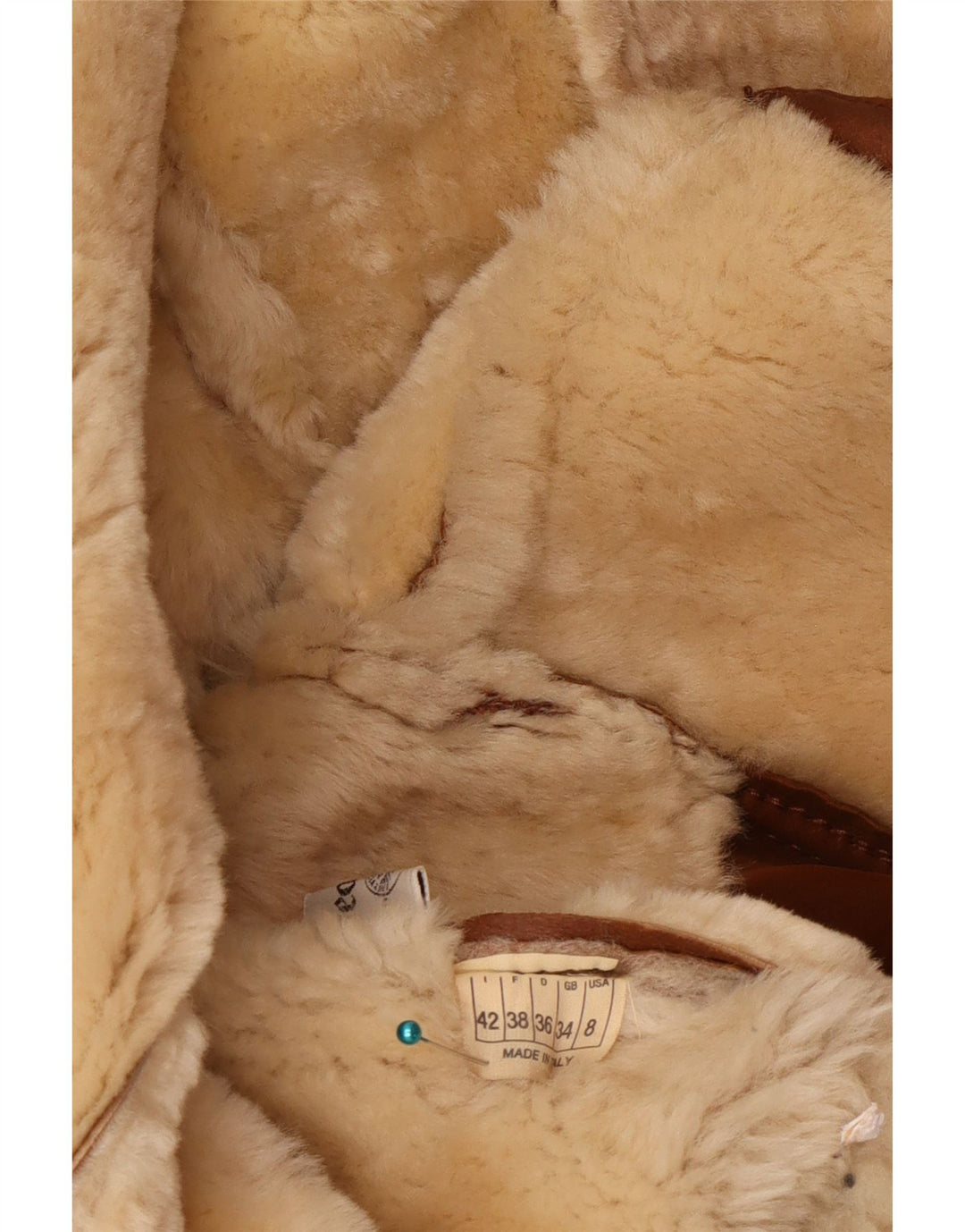 veste en peau de mouton surdimensionnée femme vintage US 8 Cuir brun moyen
