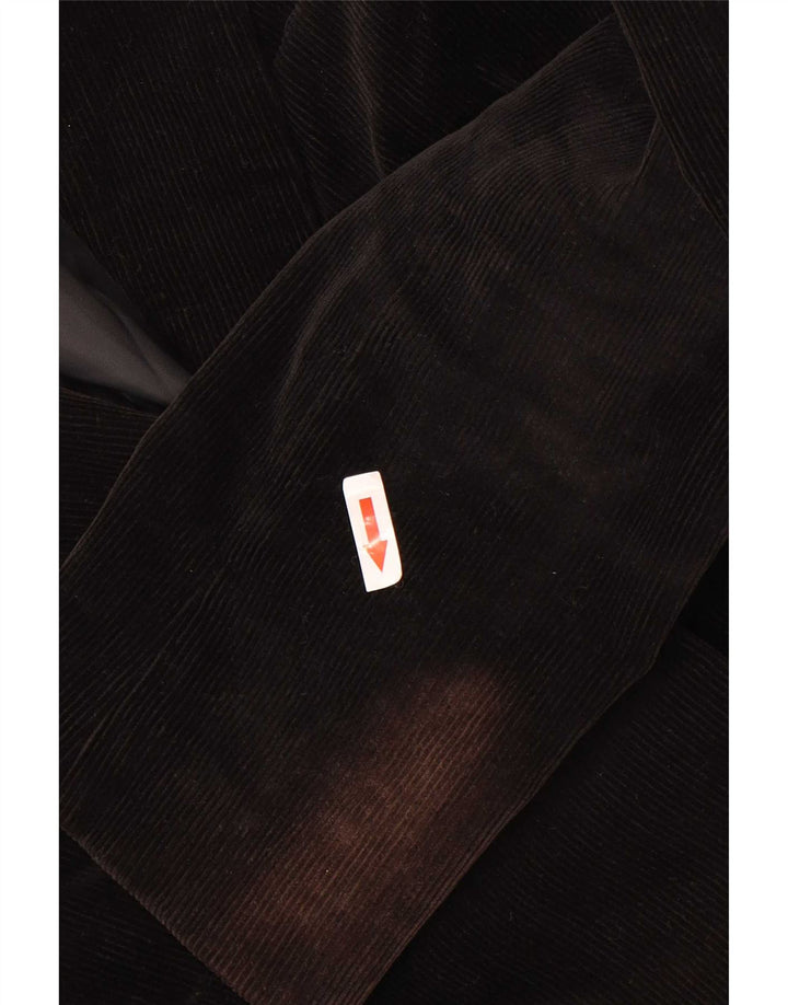 Zara Femme 2 Boutons Blazer En Velours Côtelé Veste EU 42 Grand Coton Noir