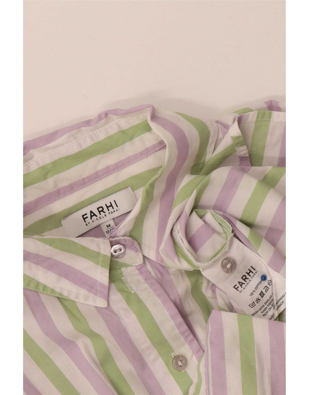 Nicole Farhi Chemise Femme UK 14 Medium Multicolore Rayé Coton