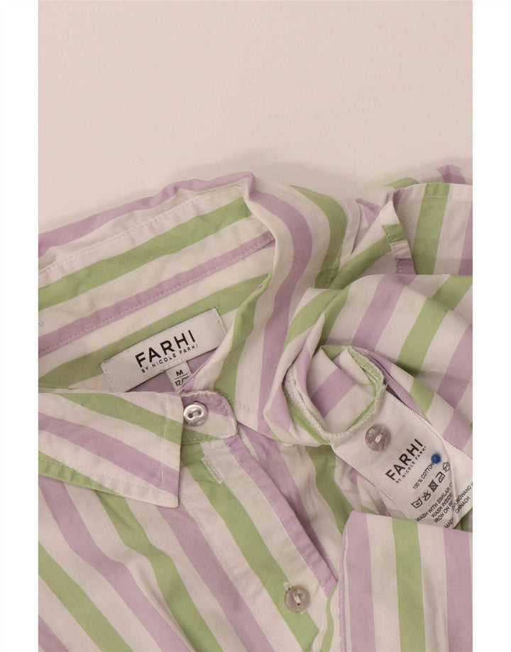 Nicole Farhi Chemise Femme UK 14 Medium Multicolore Rayé Coton