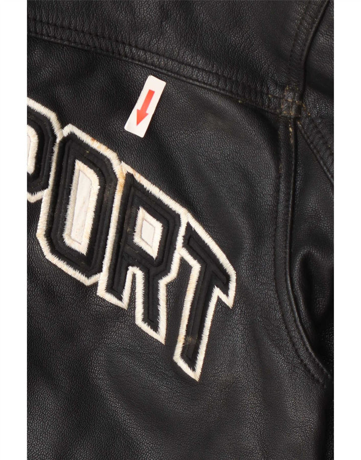 Cordon Veste en cuir graphique pour homme UK 38 Noir moyen