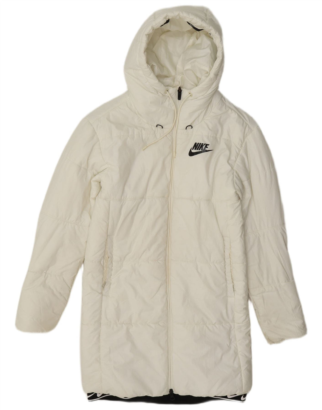 Nike Manteau rembourré à capuche pour femme UK 6 XS Blanc Polyester