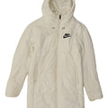 Nike Manteau rembourré à capuche pour femme UK 6 XS Blanc Polyester