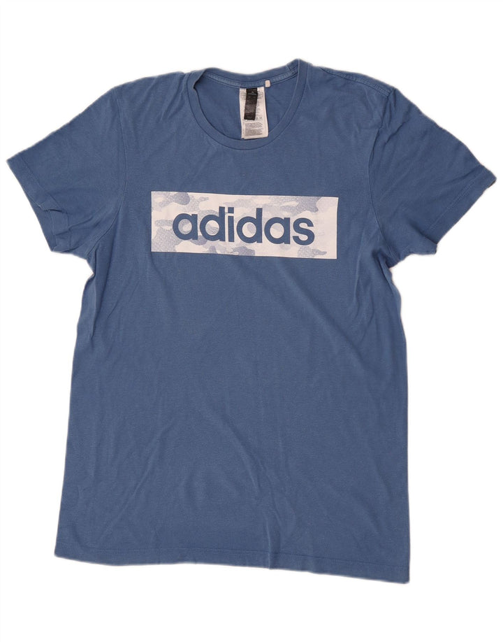 Adidas T-shirt graphique pour homme en coton bleu petit