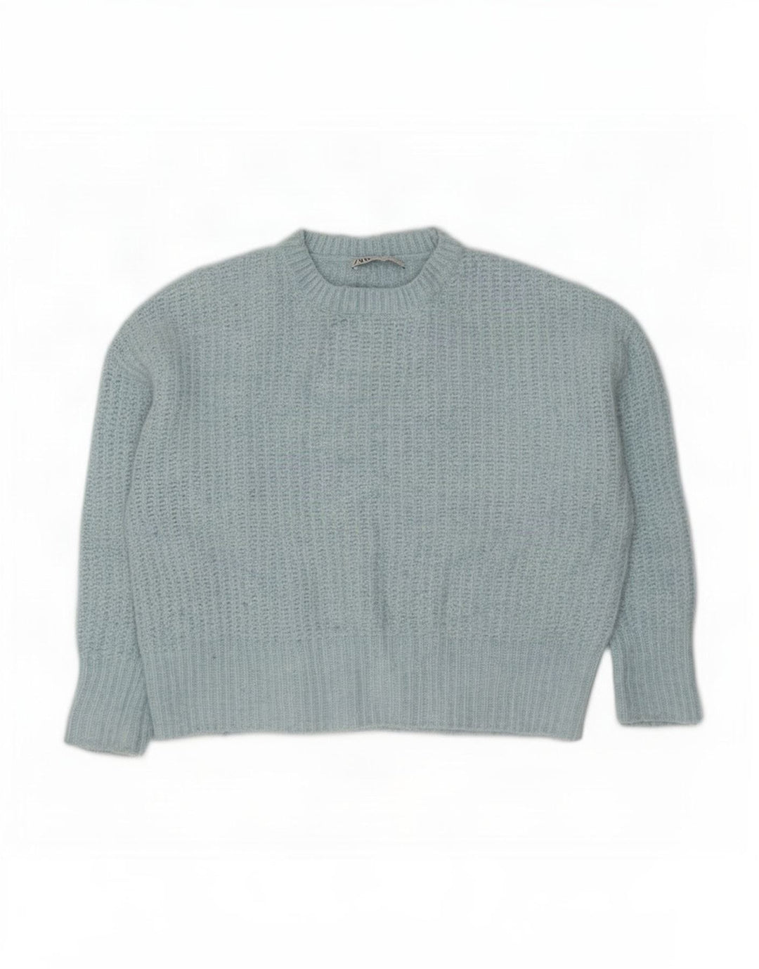 Zara Pull surdimensionné à col rond pour femme UK 14 Bleu moyen Polyester