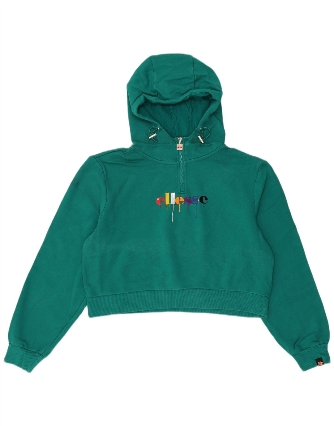 Ellesse Pull à capuche graphique surdimensionné pour femme UK 12 Coton vert moyen