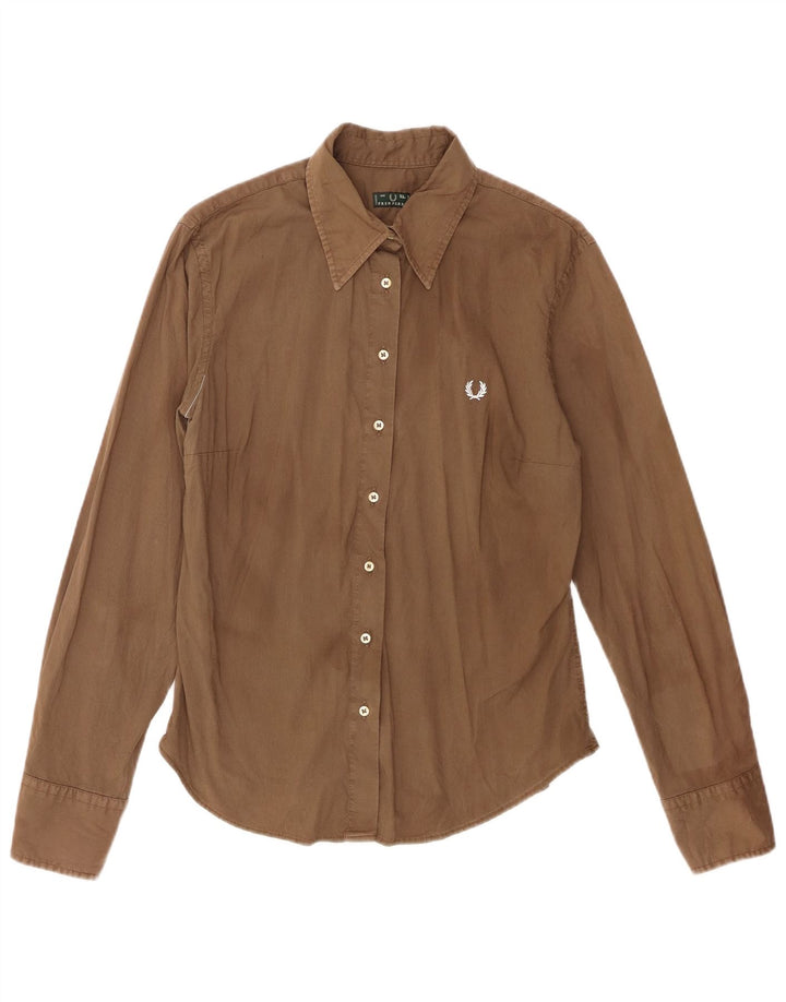 Fred Perry Chemise Femme UK 18 XL Marron Coton