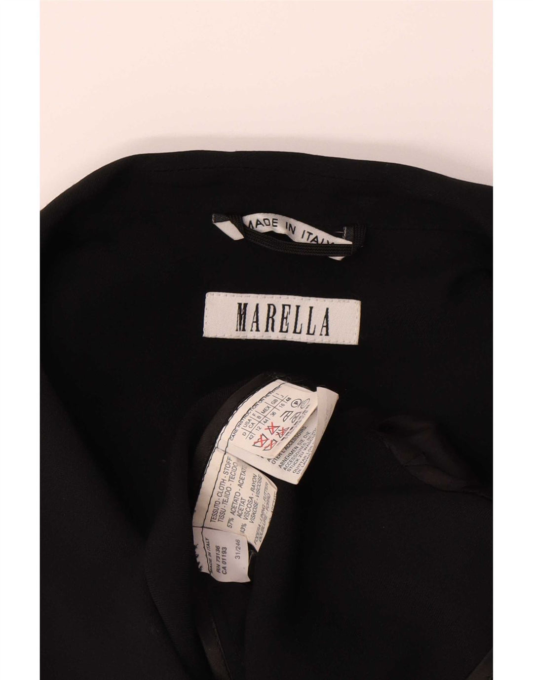 Marella Veste blazer à manches 3/4 pour femme UK 16 Large Noir Acétate