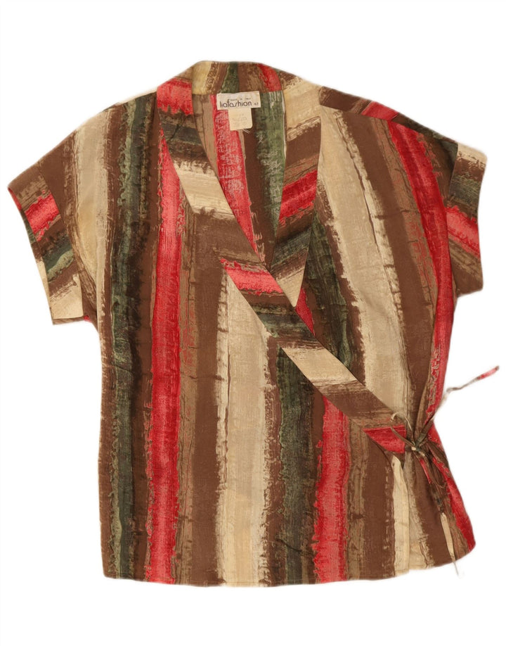 vintage Womens Wrap Blouse Top IT 42 Soie rayée multicolore moyenne