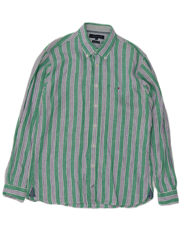 Tommy Hilfiger Chemise Homme Grand Lin Rayé Vert