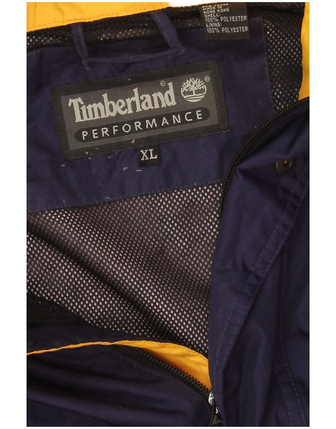 Timberland Veste de pluie à capuche pour homme UK 42 XL Bleu marine Colorblock Polyester