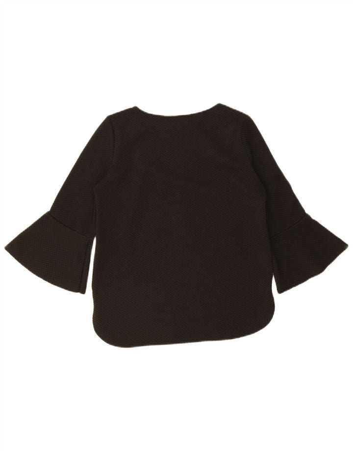 Zara Femme Top Manches 3/4 UK 10 Petit Noir Polyester