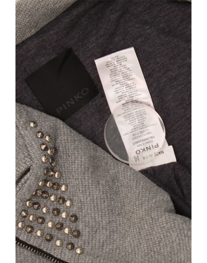 Pinko Veste Bomber Courte Femme UK 12 Coton Gris Moyen
