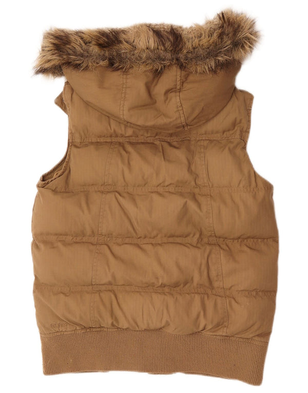 Fat Face Gilet rembourré à capuche pour femme UK 8 Small Beige Coton