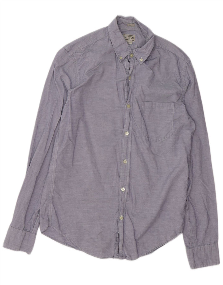 J. CREW Chemise ajustée sur mesure pour homme en coton à fines rayures bleu moyen