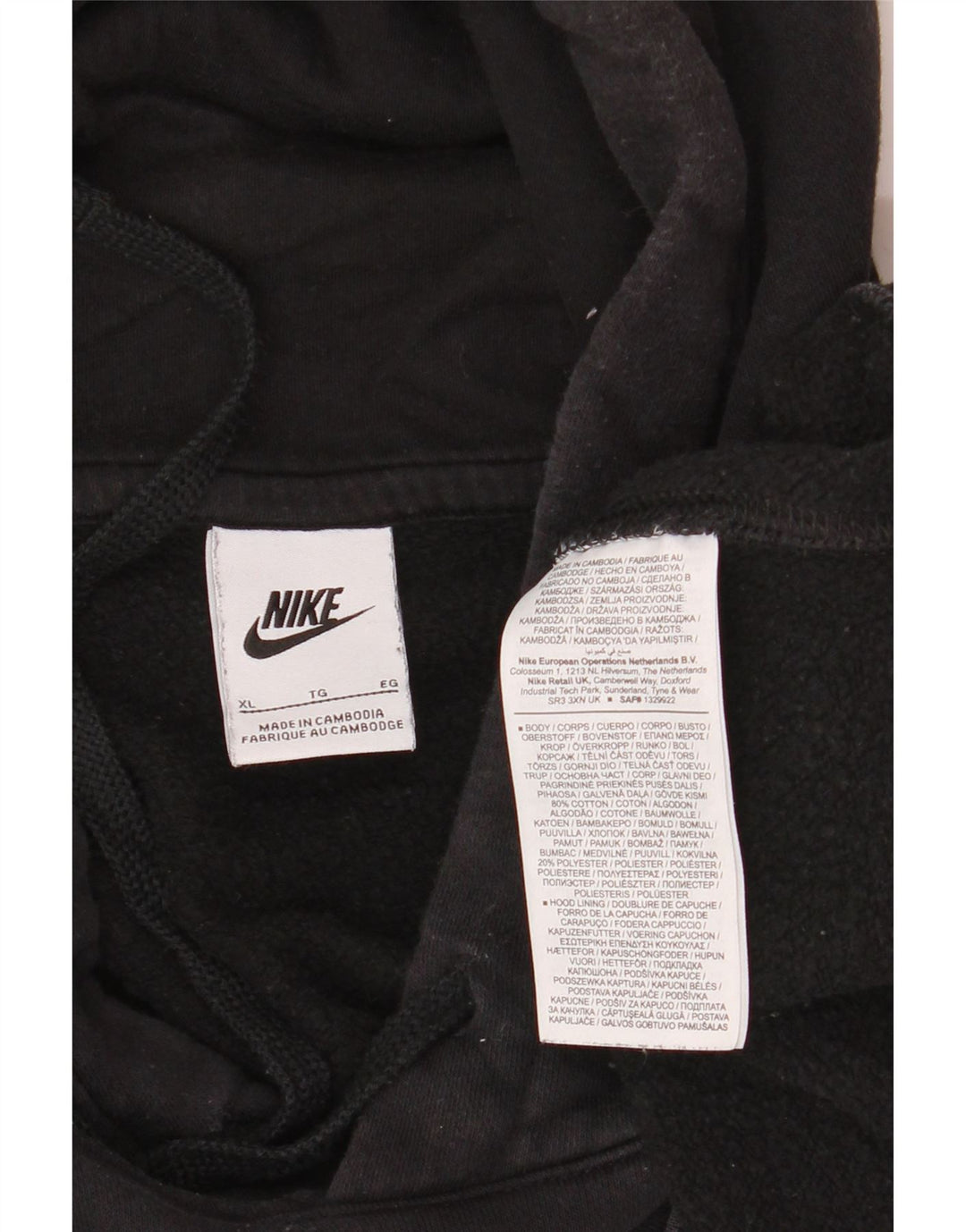 Nike Pull à capuche pour homme XL en coton noir