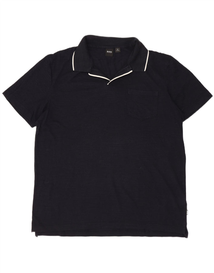 HUGO BOSS Polo Homme 2XL Bleu Marine Coton