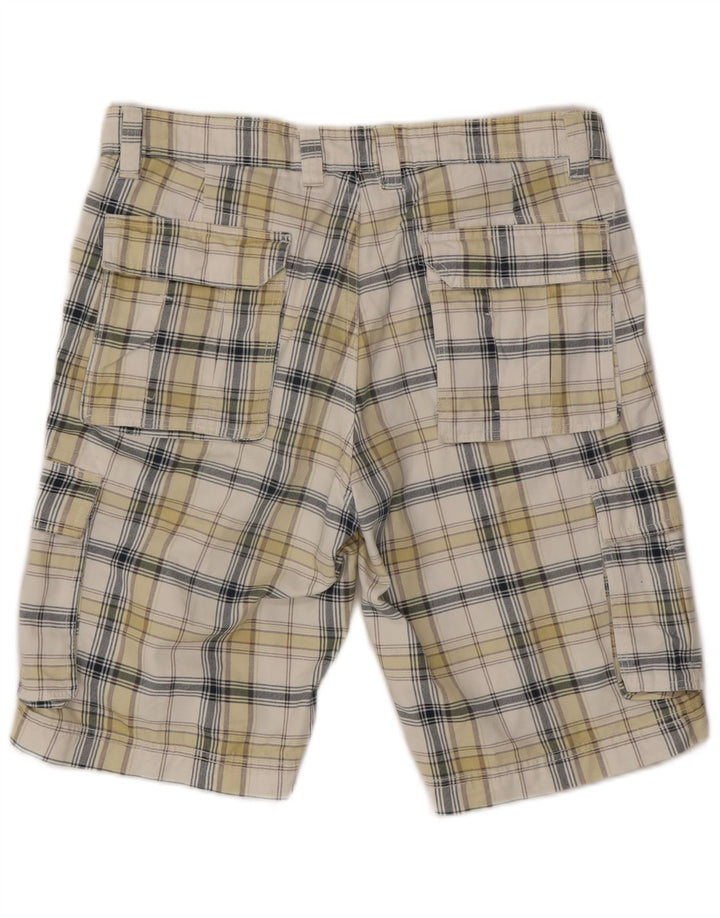 Angelo Litrico Short Cargo Homme IT 50 Large W34 Coton à Carreaux Blanc