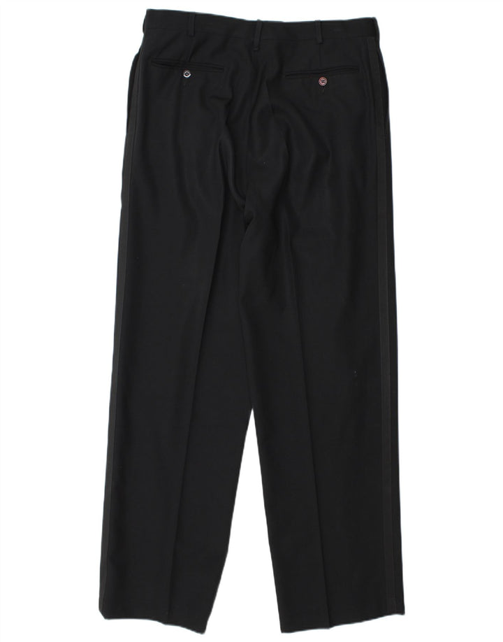 Egon Von Furstenberg Homme UK 40 Large W32 L32 Laine Vierge Noire