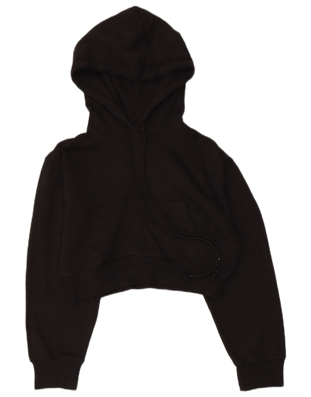 ZARA Pull à capuche court pour femme UK 10 Small Noir Polyester