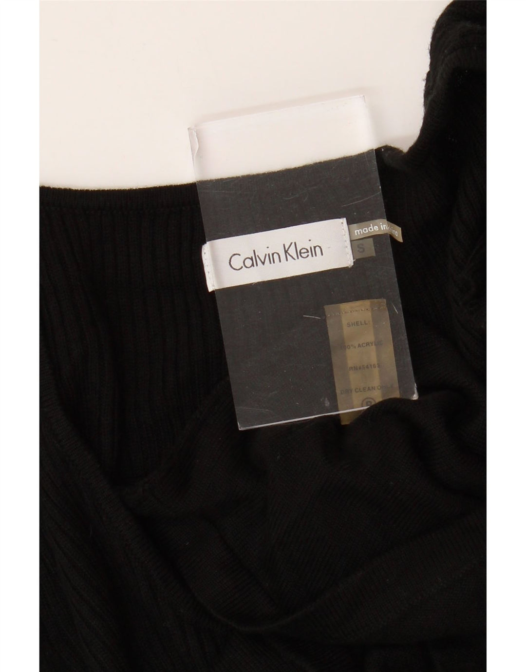 CALVIN KLEIN Robe pull à manches 3/4 pour femme UK 10 Small Acrylique noir