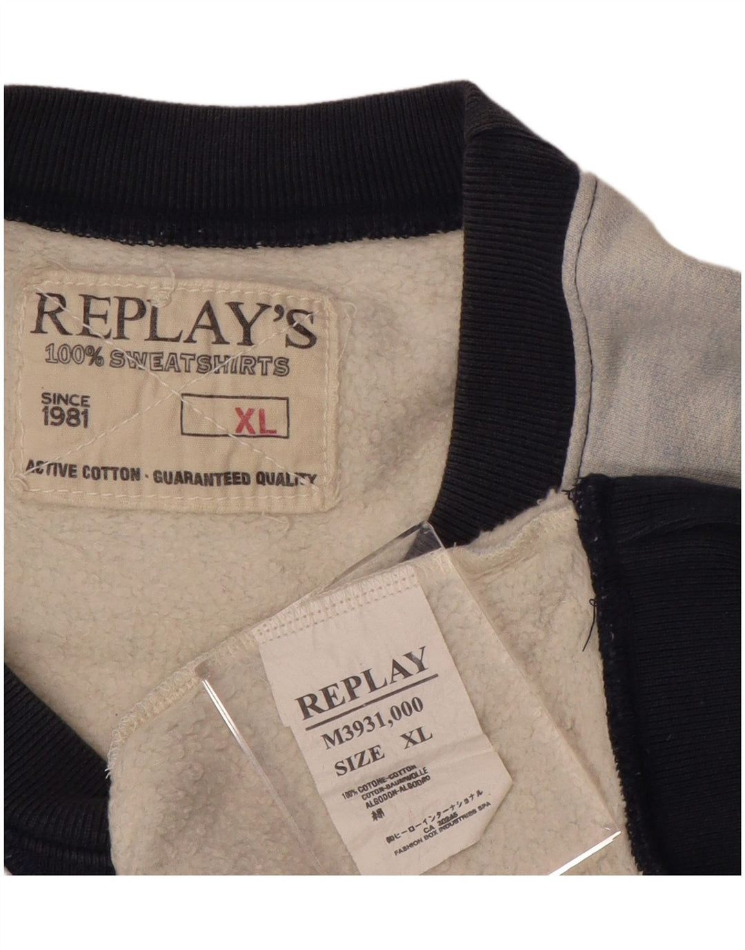 REPLAY Sweat-Shirt Graphique Homme XL Bleu Colorblock Coton