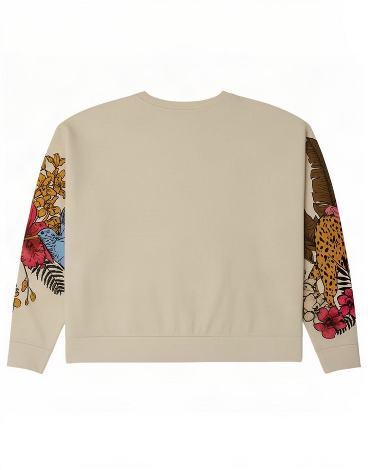 Zara Sweat-shirt surdimensionné graphique pour femme UK 14 Medium Blanc Floral