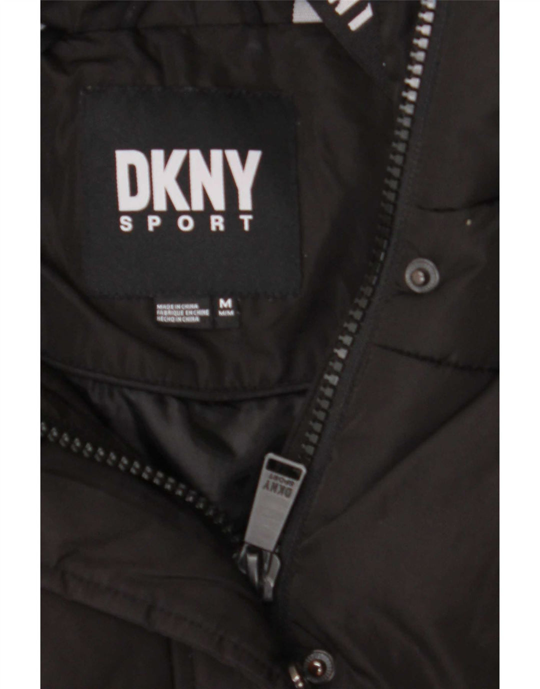 Dkny Manteau matelassé surdimensionné à capuche pour femme UK 44 Polyester noir moyen