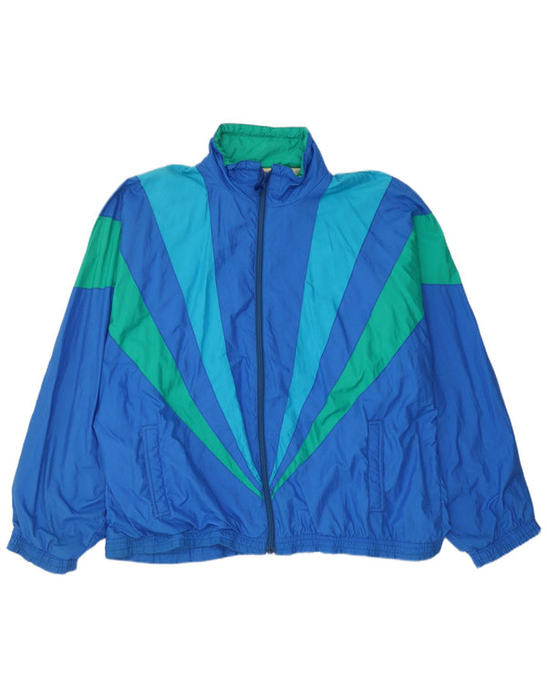 vintage Mens Survêtement Top Jacket UK 44 XL Blue Colourblock