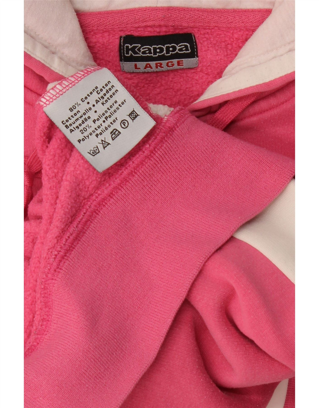 KAPPA Pull à capuche zippé pour femme UK 14 Grand coton color block rose